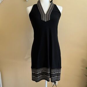 WHBM black embroidered halter dress. Size xs